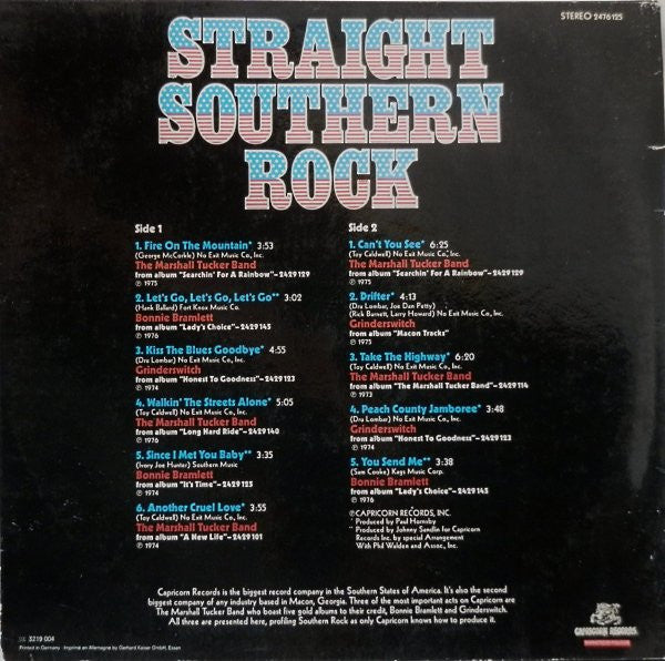 The Marshall Tucker Band, Bonnie Bramlett, Grinderswitch : Straight Southern Rock (LP, Comp)