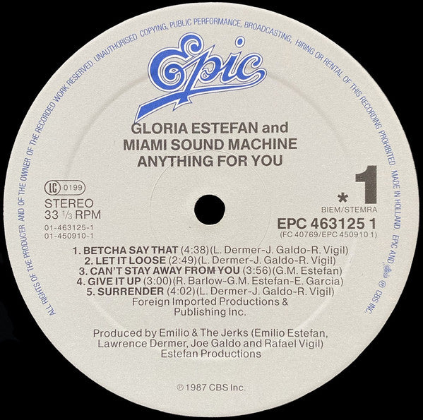 Miami Sound Machine : Anything For You (LP, Album)