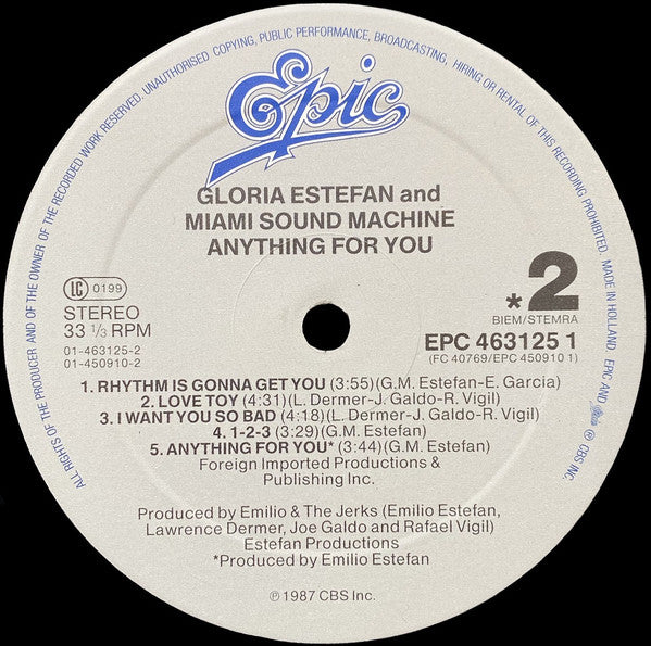 Miami Sound Machine : Anything For You (LP, Album)