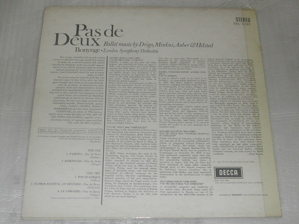 Riccardo Drigo, Ludwig Minkus, Daniel-Francois-Esprit Auber & Edvard Helsted, Richard Bonynge ✱ London Symphony Orchestra : Pas De Deux (Ballet Music) (LP)