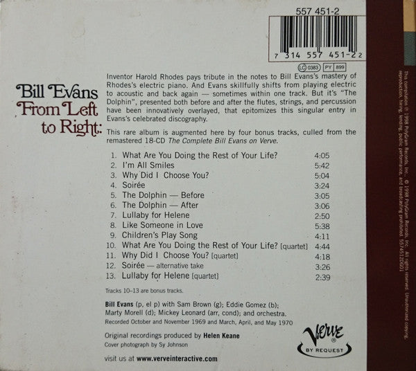 Bill Evans : From Left To Right (CD, Album, RE, RM, Dig)