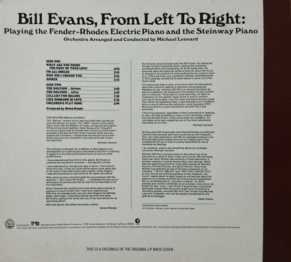 Bill Evans : From Left To Right (CD, Album, RE, RM, Dig)