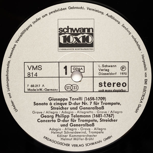 Hellmut Schneidewind, Kölner Kammerorchester, Helmut Müller-Brühl : Die Trompete Meisterhaft Gespielt (LP)