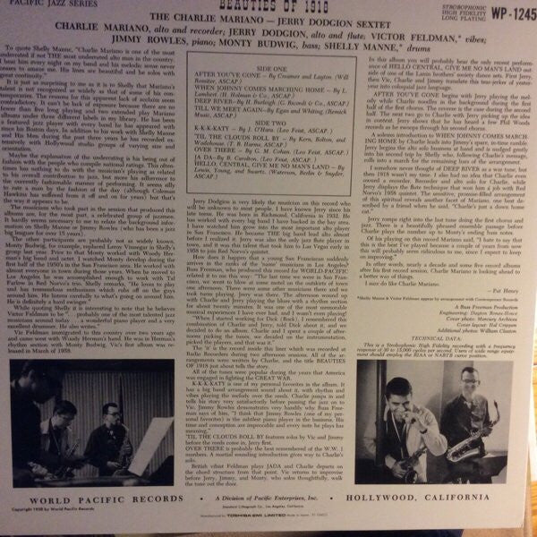 The Mariano-Dodgion Sextet : Beauties Of 1918 (LP, Album, RE)