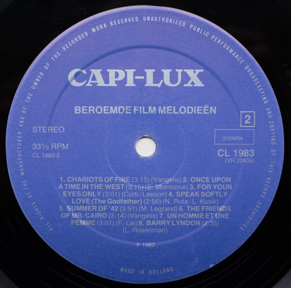 Various : Beroemde Film Melodieën (LP, Comp)