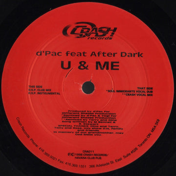 D'Pac Feat. After Dark (3) : U & Me (12")