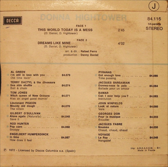 Donna Hightower : This World Today Is A Mess (7")