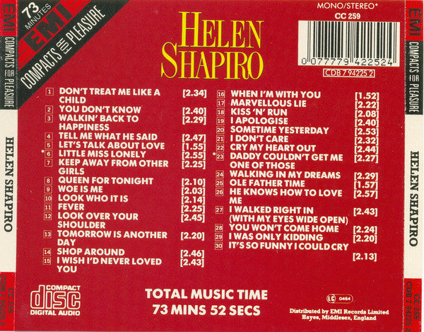 Helen Shapiro : Helen Shapiro (CD, Comp, Mono)