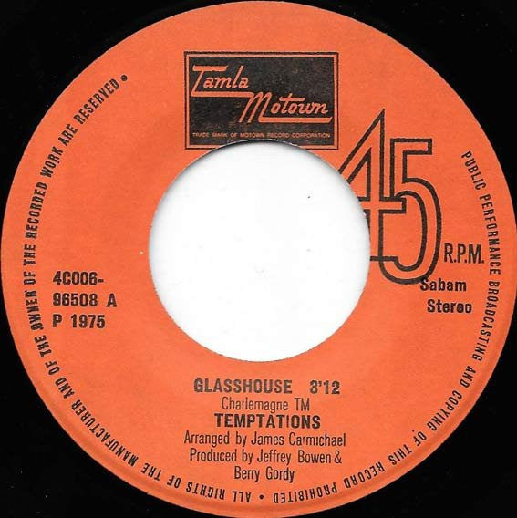The Temptations : Glasshouse (7", Single)