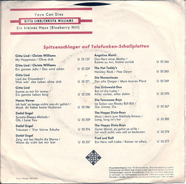 Gitta Lind - Christa Williams : Vaya Con Dios (7", Single)