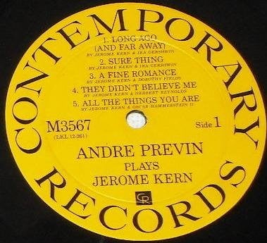 André Previn : André Previn Plays Songs By Jerome Kern (LP, Album, Mono)