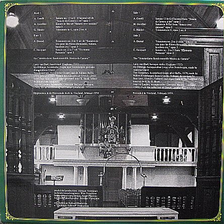 Amsterdams Barok Ensemble : Het Amsterdams Barokensemble Musica Da Camera - Werken Van Corelli, Uccellini, Händel, Dornel, Hacquart (LP, Album, Gat)