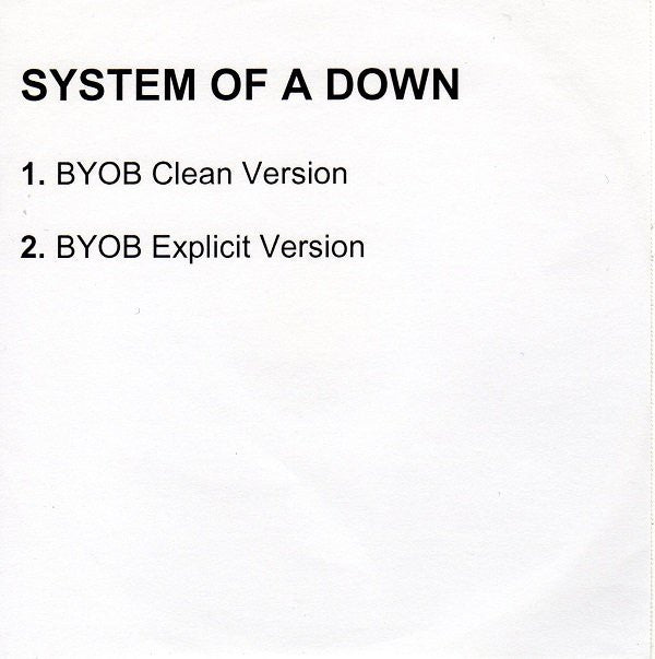 System Of A Down : B.Y.O.B.  (CDr, Single, Promo)