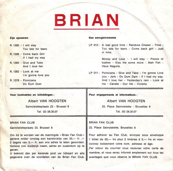 Brian (19) : The Girl Who Plays The Bass Guitar (7")