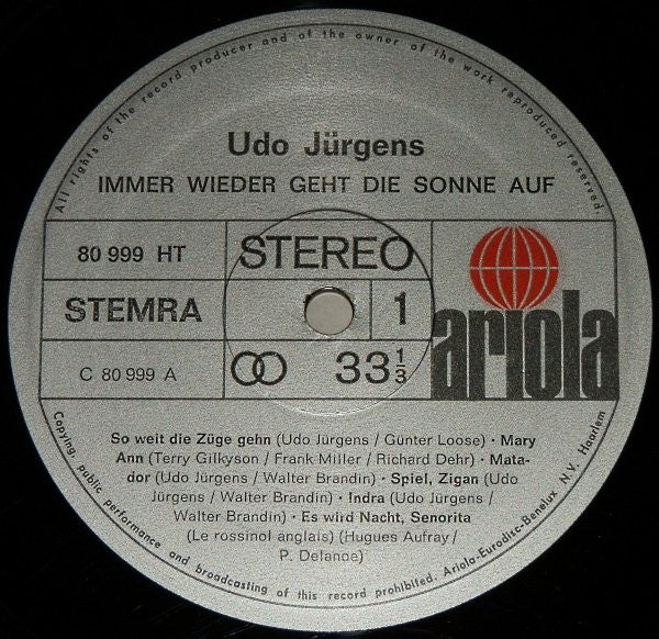 Udo Jürgens : Immer Wieder Geht Die Sonne Auf (LP, Comp, Gat)