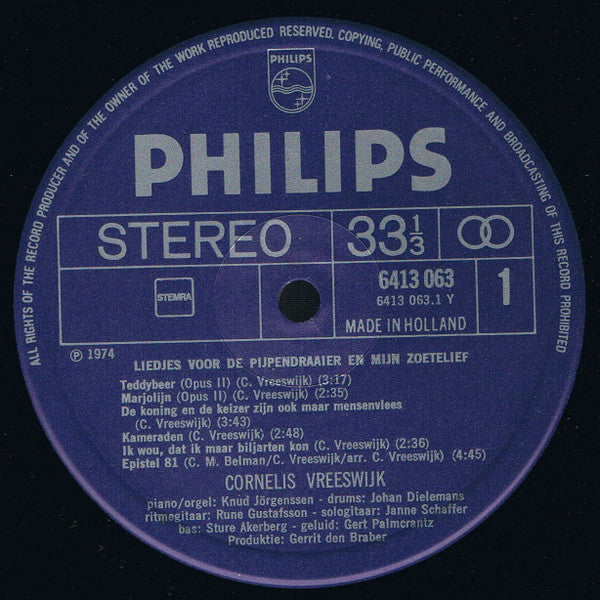 Cornelis Vreeswijk : Liedjes Voor De Pijpendraaier En Mijn Zoetelief (LP, Album)