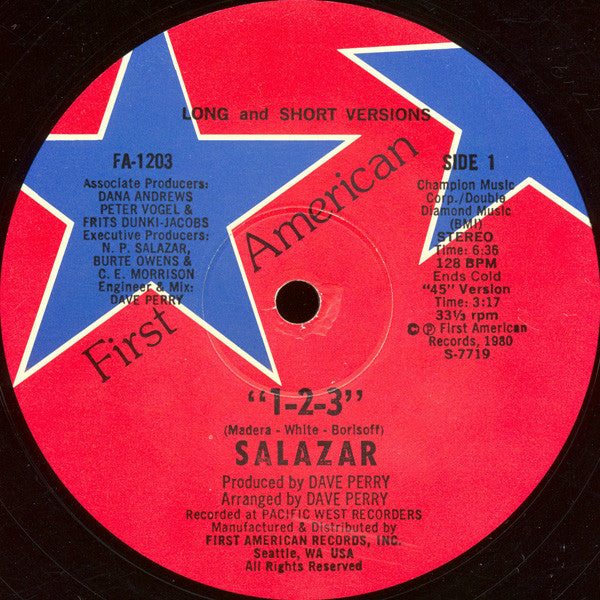 Salazar (2) : 1-2-3 / Let's Hang On (12")