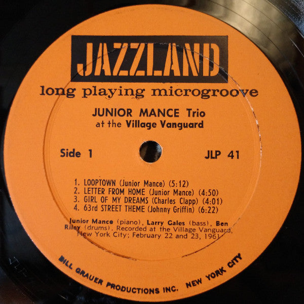 Junior Mance Trio : At The Village Vanguard (LP, Album, Mono)