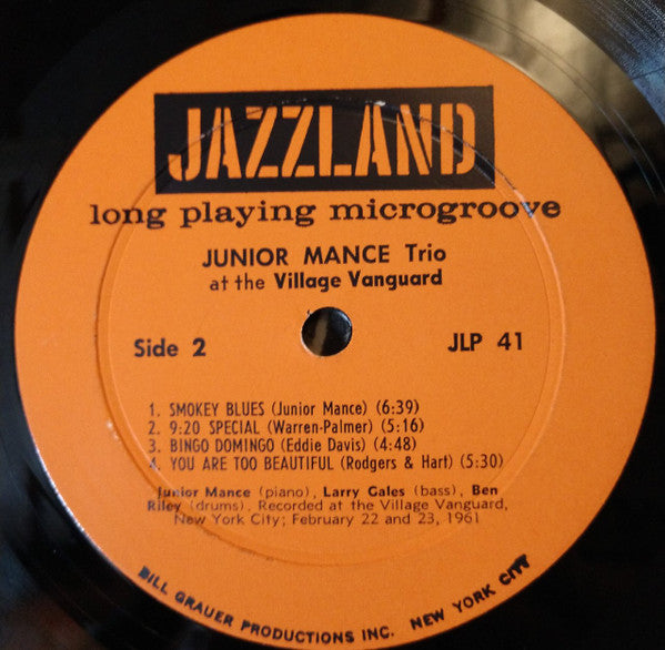 Junior Mance Trio : At The Village Vanguard (LP, Album, Mono)