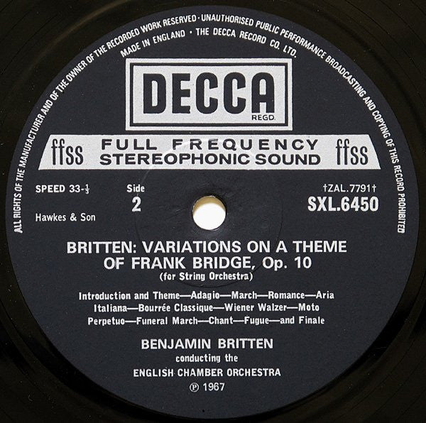 Benjamin Britten, London Symphony Orchestra / English Chamber Orchestra : Young Person's Guide To The Orchestra / Variations On A Theme Of Frank Bridge (LP, Comp)