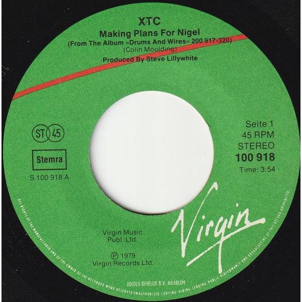XTC : Making Plans For Nigel (7", Single)