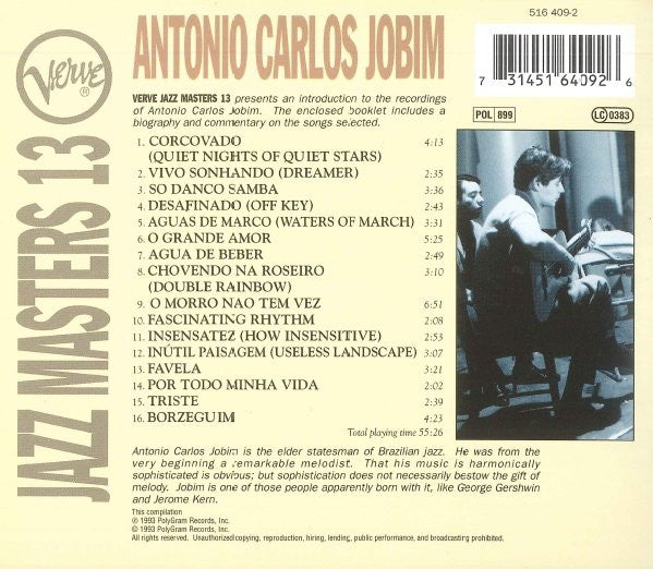 Antonio Carlos Jobim : Verve Jazz Masters 13 (CD, Comp, RE, EDC)