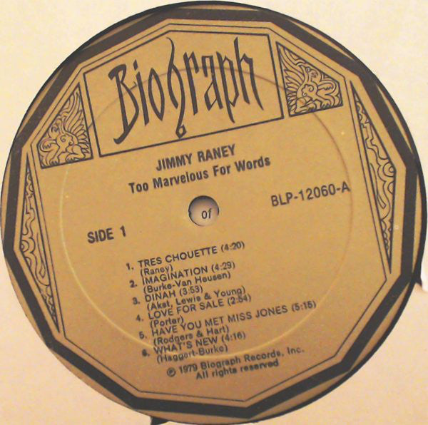 Jimmy Raney : Too Marvelous For Words (LP, Album, RE)