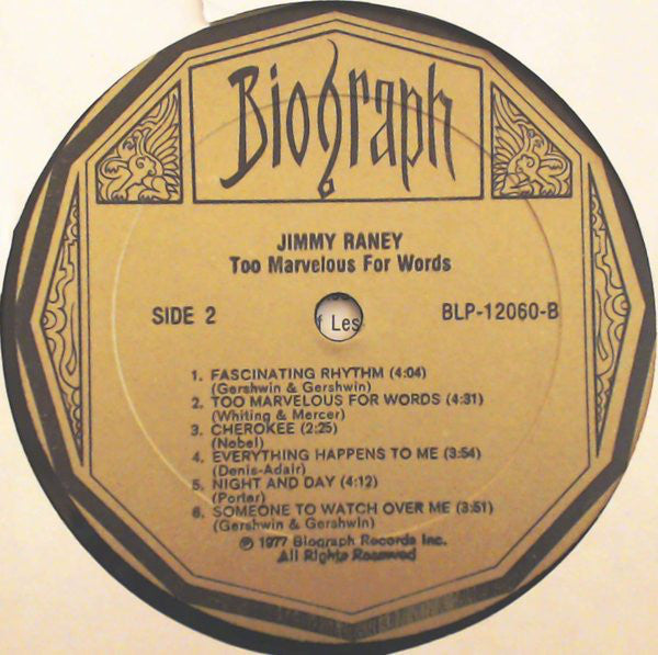 Jimmy Raney : Too Marvelous For Words (LP, Album, RE)