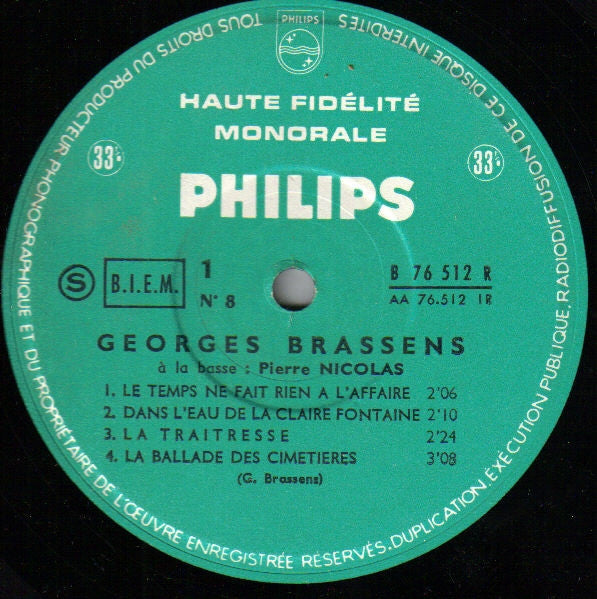 Georges Brassens : 8 (10", Album, Mono)