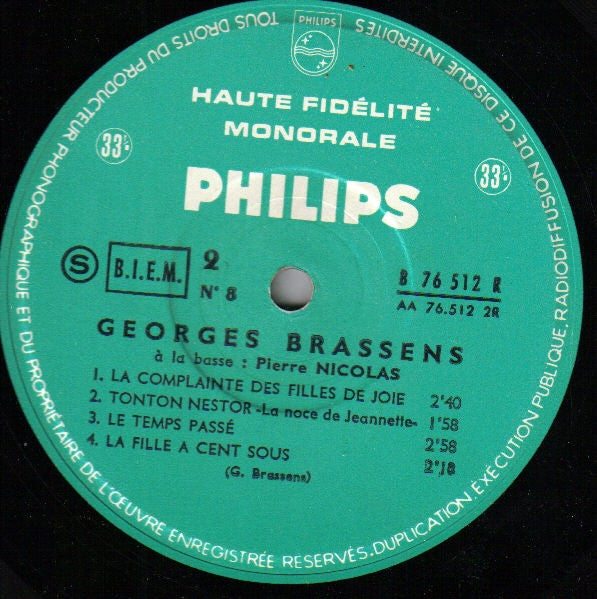 Georges Brassens : 8 (10", Album, Mono)