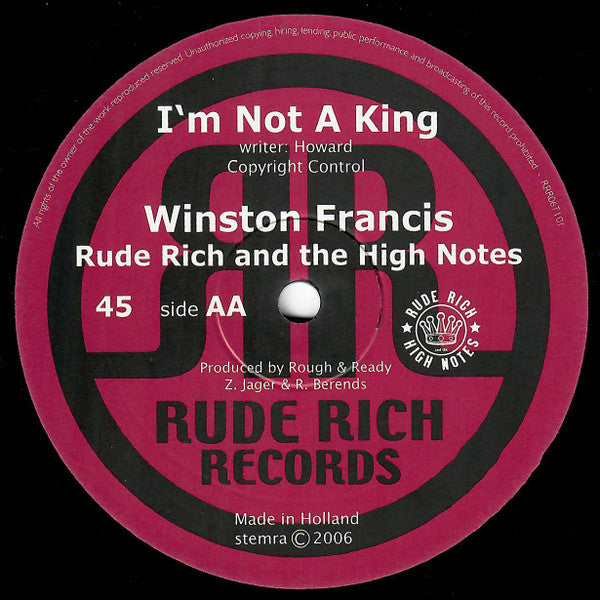 Winston Francis, Rude Rich And The High Notes : Mr. Fix It / I'm Not A King (12")