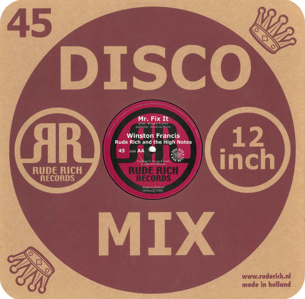 Winston Francis, Rude Rich And The High Notes : Mr. Fix It / I'm Not A King (12")