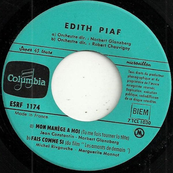 Edith Piaf : Mon Manège À Moi (7", EP)