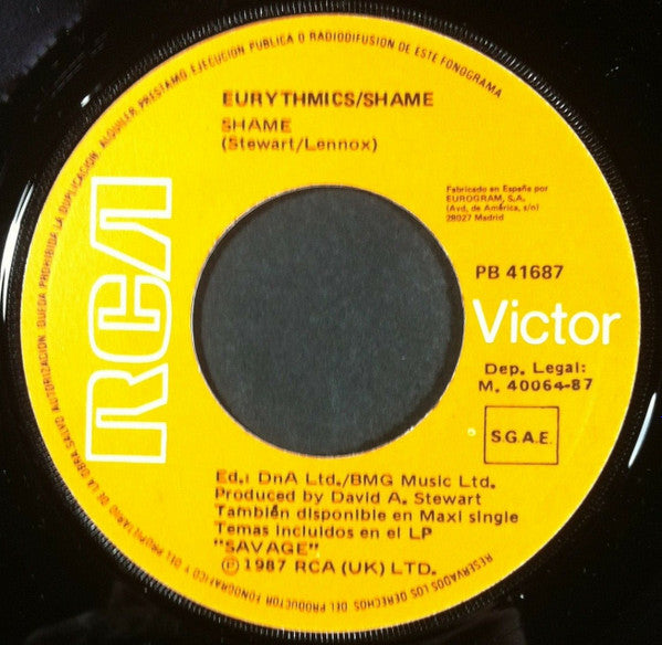 Eurythmics : Shame (7", Single)