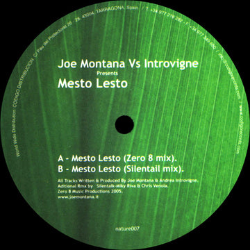 Joe Montana Vs Introvigne* : Mesto Lesto (12")