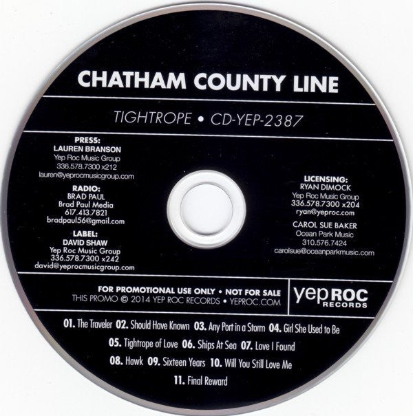 Chatham County Line : Tightrope (CD, Album, Promo)