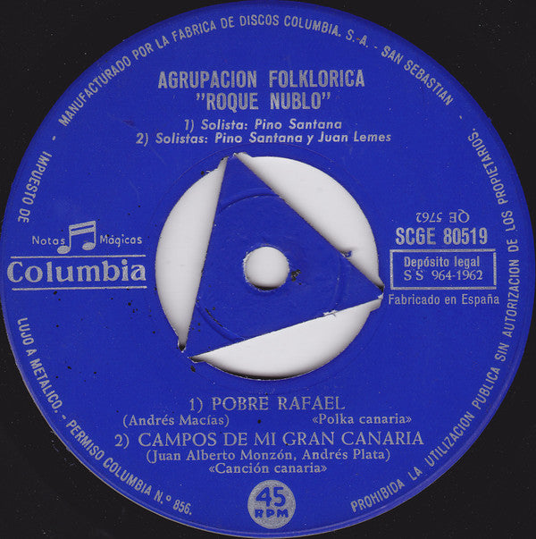 Agrupacion Folklorica Roque Nublo : Canarias Sus Bailes Y Sus Canciones 1.° (7", EP)