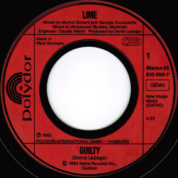Lime (2) : Guilty (7", Single)
