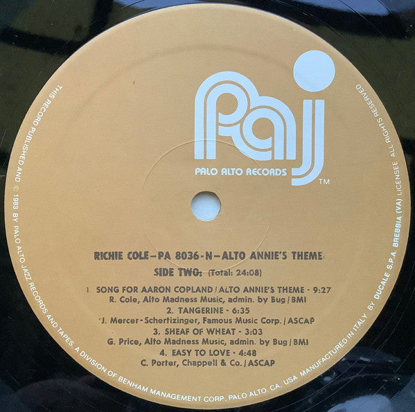 Richie Cole : Alto Annie's Theme (LP, Album)