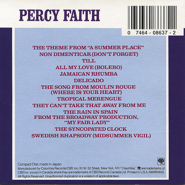 Percy Faith : Percy Faith's Greatest Hits (CD, Comp)