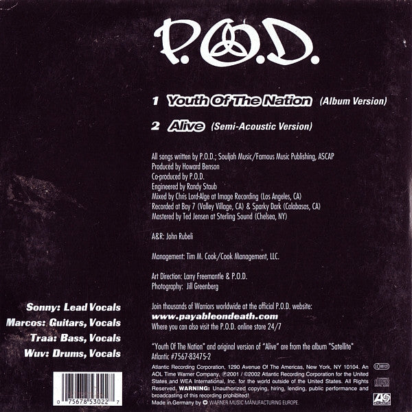 P.O.D. : Youth Of The Nation (CD, Single)