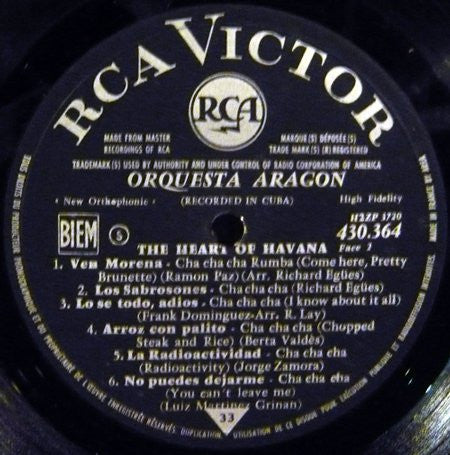 Orquesta Aragon : The Heart Of Havana (LP, Album, Mono)