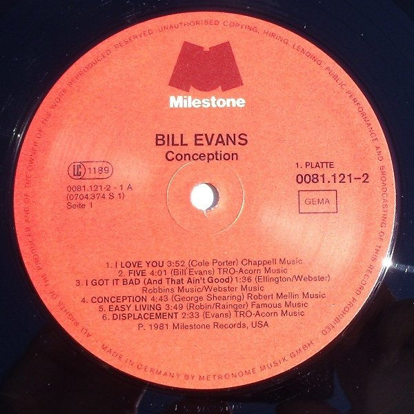 Bill Evans : Conception (2xLP)