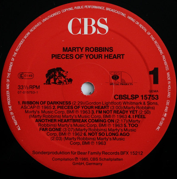 Marty Robbins : Pieces Of Your Heart (LP, Comp, Mono)