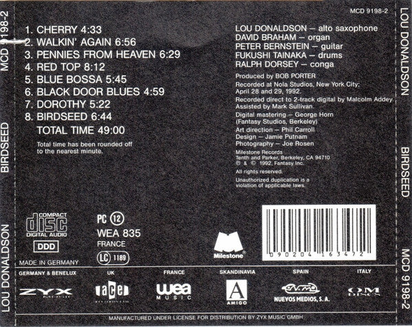 Lou Donaldson : Birdseed (CD, Album)