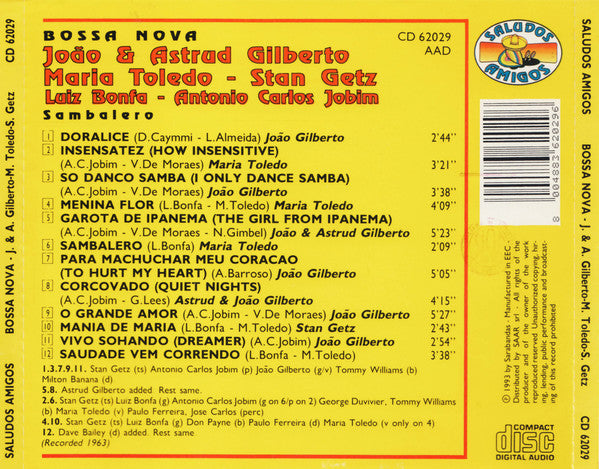 João Gilberto & Astrud Gilberto, Maria Toledo, Stan Getz : Bossa Nova Sambalero (CD, Comp)