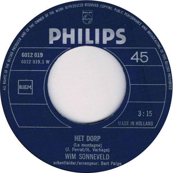 Wim Sonneveld : Het Dorp (7", Single)