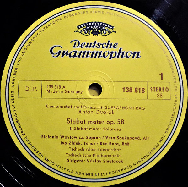 Antonín Dvořák - Stefania Woytowicz ‧ Věra Soukupová ‧ Ivo Žídek ‧ Kim Borg - The Czech Philharmonic Orchestra ‧ Václav Smetáček : Stabat Mater (2xLP, RP, Aut)