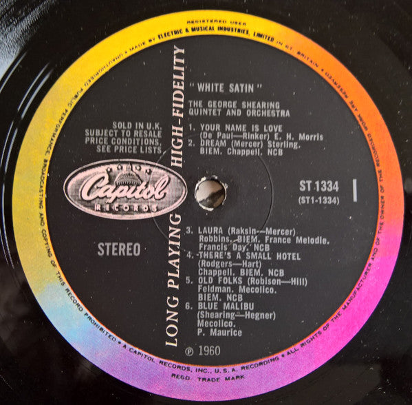 The George Shearing Quintet And Billy May And His Orchestra : White Satin (LP, Album)
