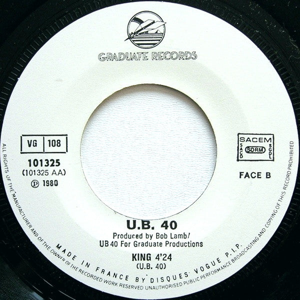 UB40 : Food (For Thought) / King (7", Single, Pap)